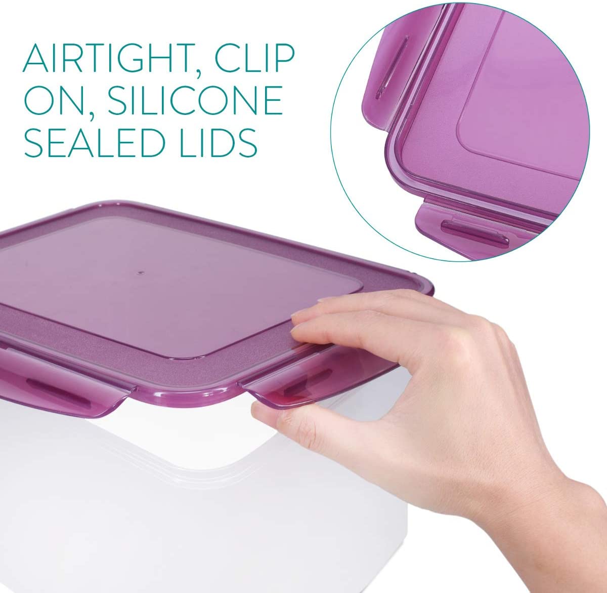 Navaris Δοχείο Αποθήκευσης Φαγητού με Καπάκι - Violet - 50790.01