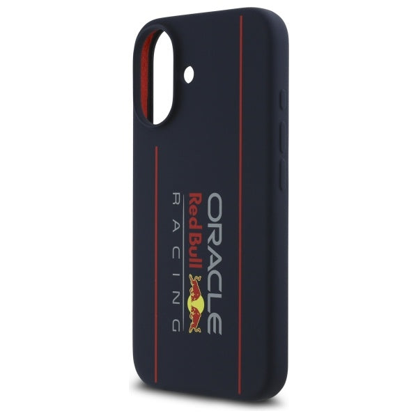 Red Bull iPhone 16 - Silicone Vertical Logo - MagSafe Σκληρή Θήκη με Πλαίσιο Σιλικόνης - Navy - RBHMP16S24SIOLRV