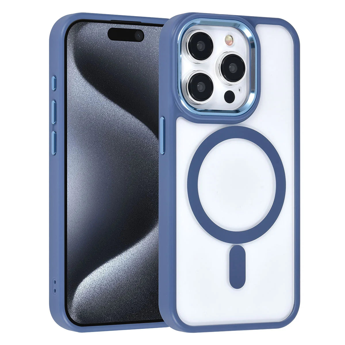 Tuniq iPhone 15 Pro - MagSafe Σκληρή Θήκη με Πλαίσιο Σιλικόνης - Μπλε / Διάφανη