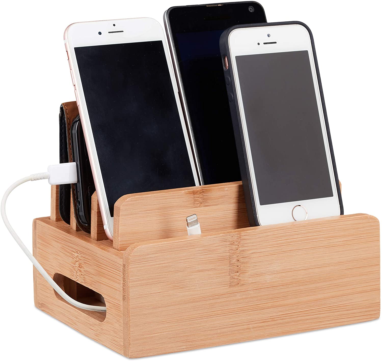 Relaxdays Επιτραπέζια Βάση για Φόρτιση Κινητών - Natural - 4052025221911