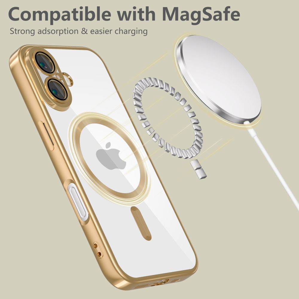 Tech-Protect iPhone 16 MagFlex Θήκη Σιλικόνης TPU με MagSafe - Διάφανη / Shiny Gold
