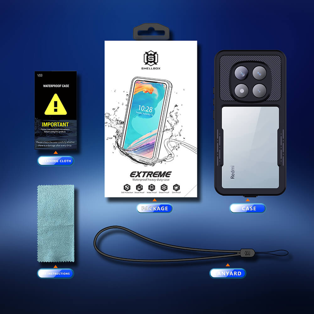 ShellBox Xiaomi Redmi Note 14 Pro 5G / Poco X7 - Αδιάβροχη Θήκη IP68 - Black