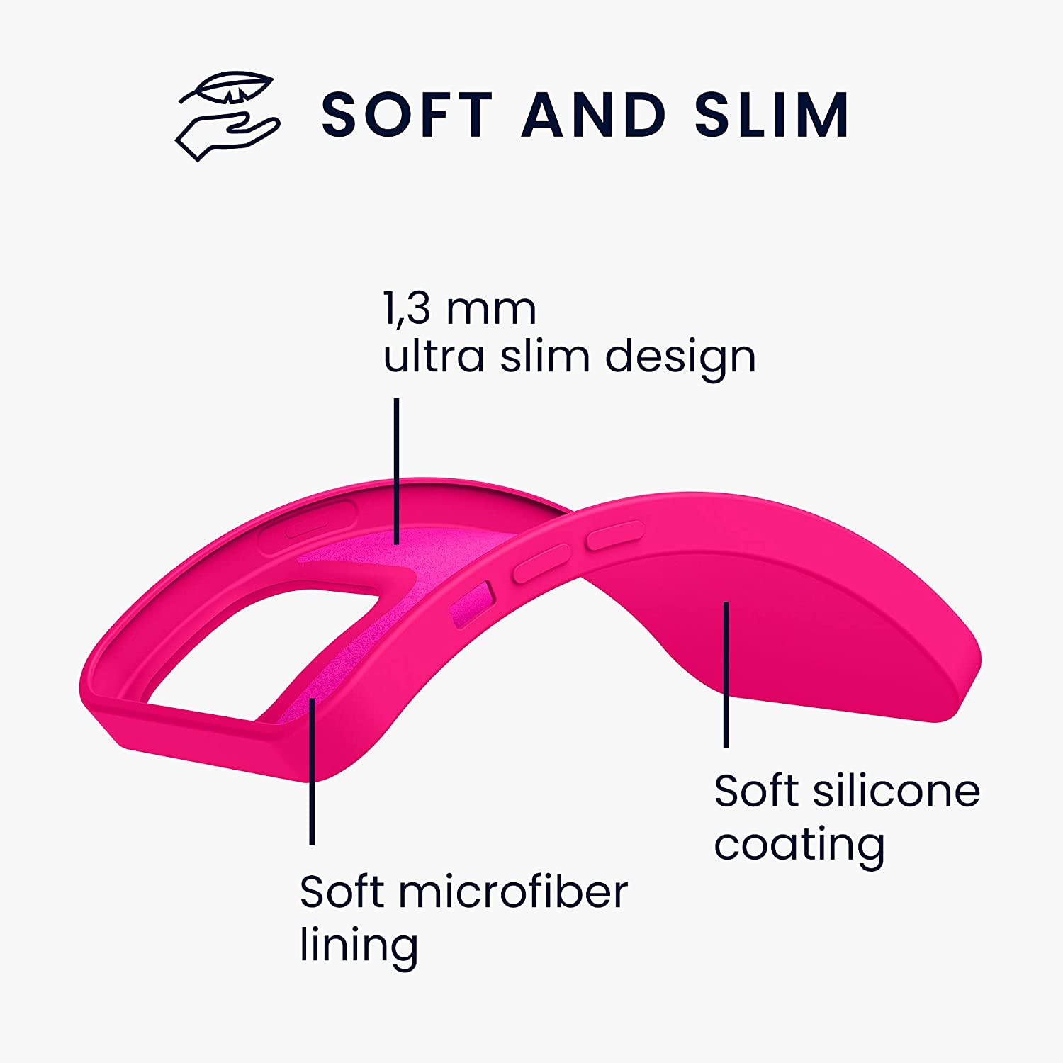 KW iPhone 13 Pro Θήκη Σιλικόνης Rubberized TPU - Neon Pink - 55962.77