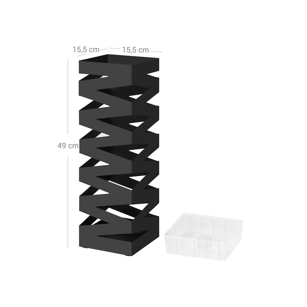 Songmics Μεταλλική Ομπρελοθήκη με 4 Γάντζους - 15.5 x 15.5 x 49 cm - Black - LUC16B
