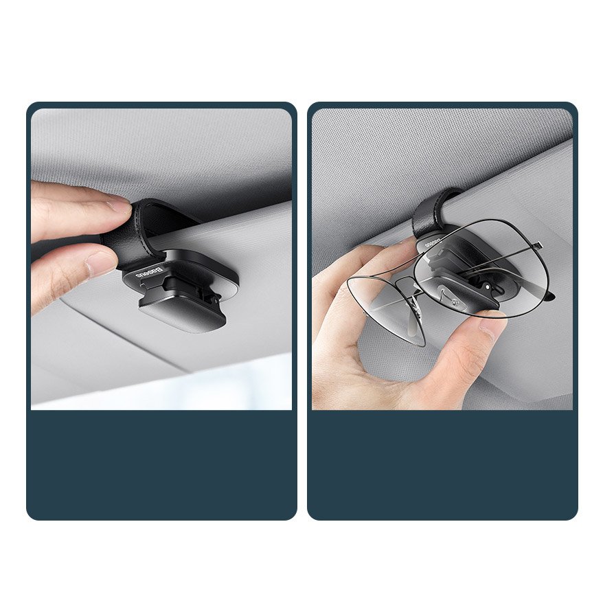 Baseus Platinum Vehicle Eyewear Clip Clamping Type - Βάση Στήριξης Γυαλιών για το Σκίαστρο - Black - ACYJN - B01