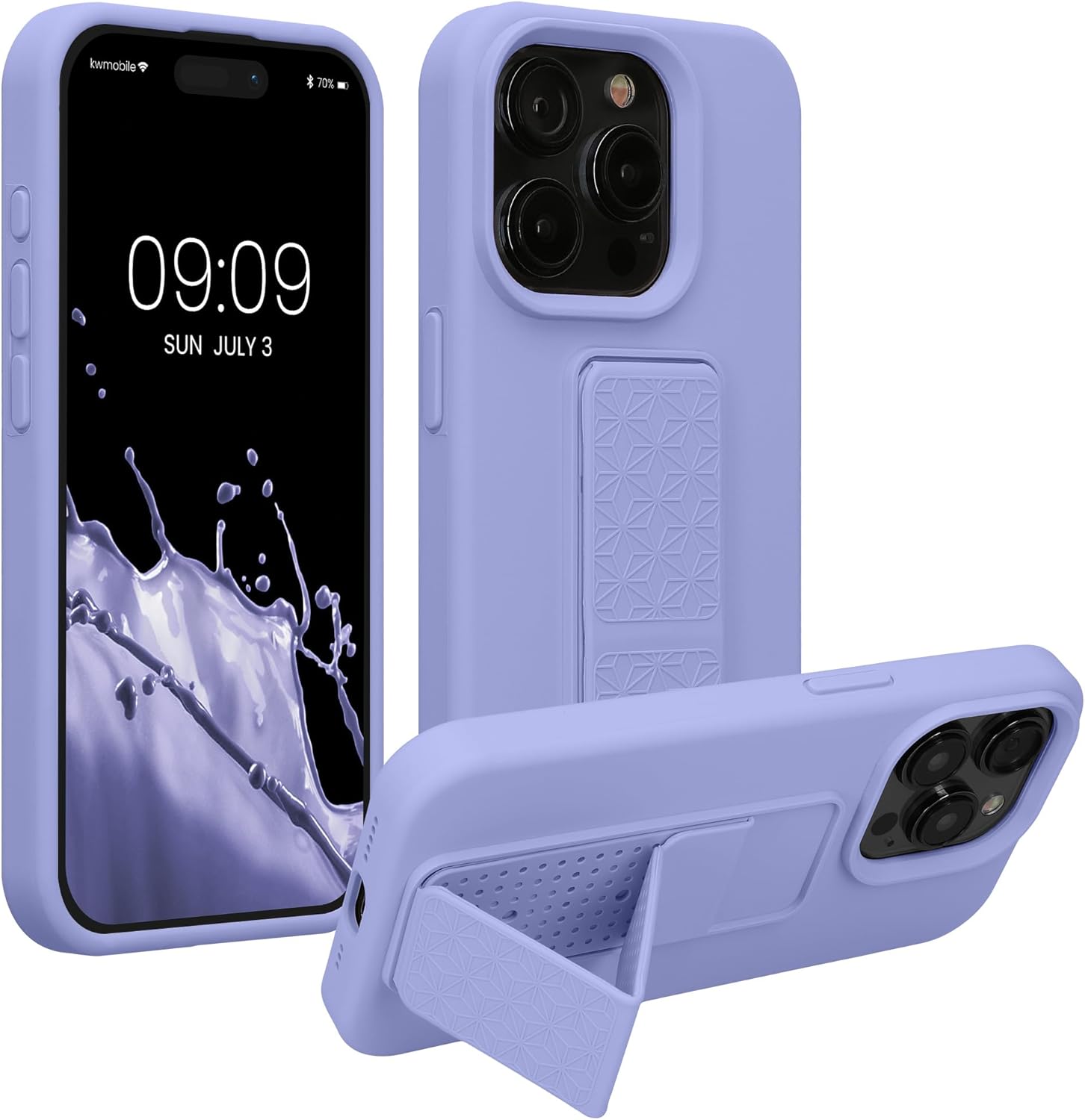KW iPhone 15 Pro Θήκη Σιλικόνης TPU με Finger Holder - Lavender