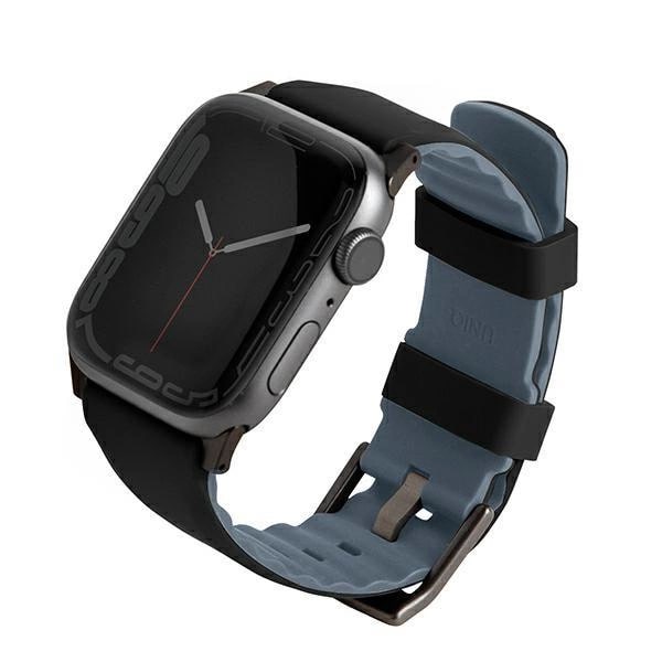 Uniq Λουράκι Apple Watch 2 / 3 / 4 / 5 / 6 / 7 / 8 / 9 / SE - 38 / 40 / 41 mm Linus Airosoft Σιλικόνης - Black / Midnight Black