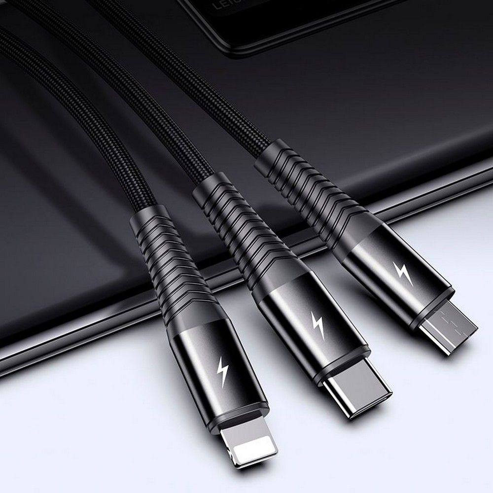 Joyroom 3-in-1 Καλώδιο Φόρτισης 3A 1.2m - Black - S-1230G4