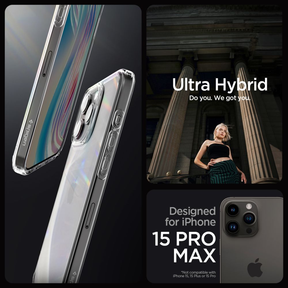 Spigen iPhone 15 Pro Max Ultra Hybrid Σκληρή Θήκη με Πλαίσιο Σιλικόνης - Crystal Clear