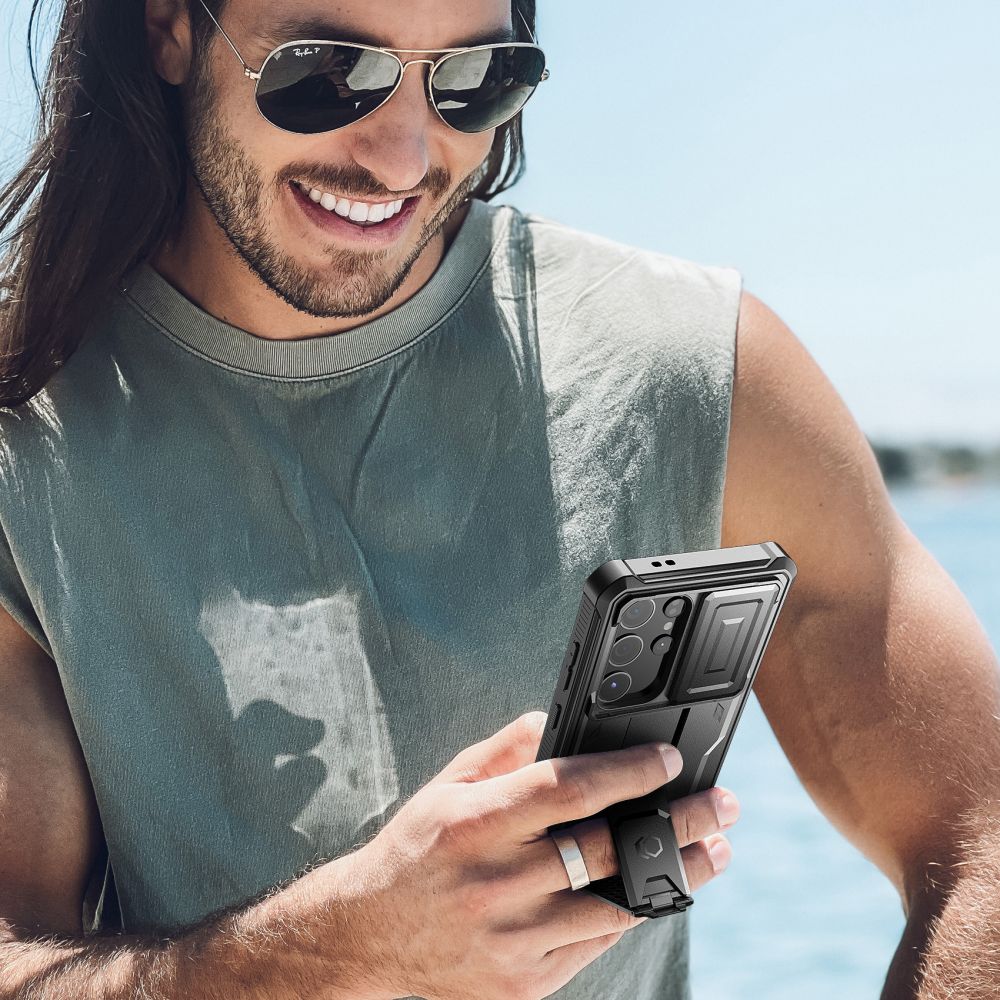 Tech-Protect Samsung Galaxy S24 Ultra Kevlar Cam+ Θήκη 360 Full Body με Προστασία για την Οθόνη και την Κάμερα και Stand - Black