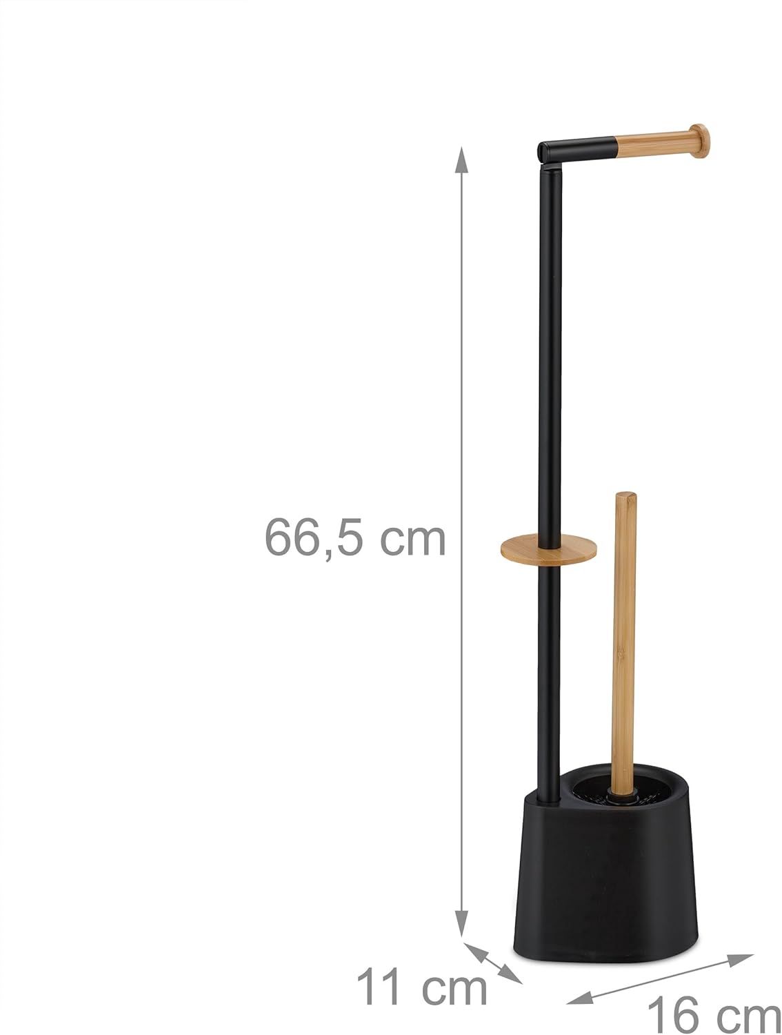 Relaxdays Επιδαπέδια Βάση για Χαρτί Υγείας με Ενσωματωμένο Πιγκάλ - Black / Light Brown - 4052025877941