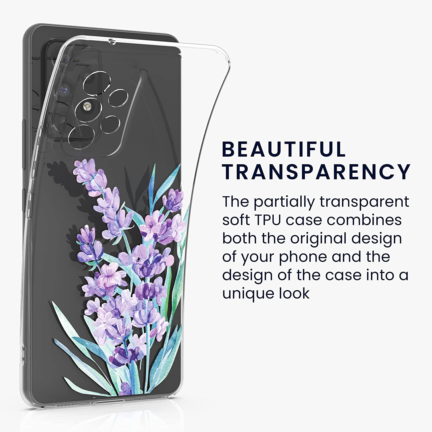 KW Samsung Galaxy A53 5G Θήκη Σιλικόνης TPU Design Lavender - Violet / Turquoise - Διάφανη - 58384.04