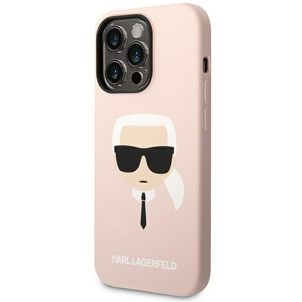 Karl Lagerfeld iPhone 14 Pro Silicone Karl's Head Θήκη Σιλικόνης - Light Pink - KLHCP14LSLKHLP