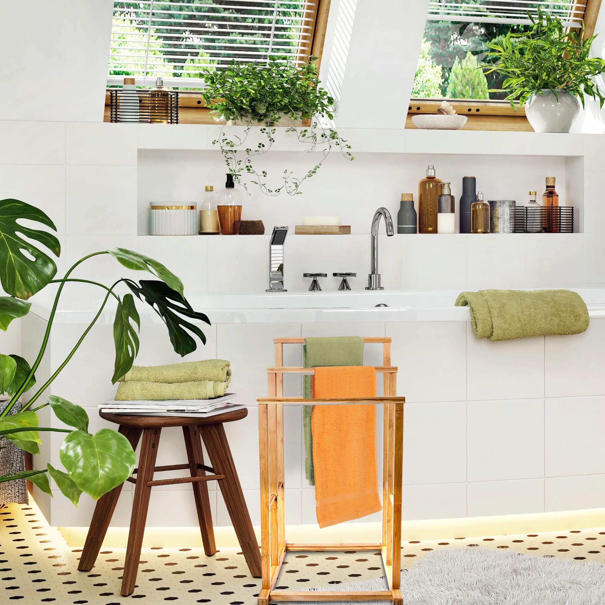 Relaxdays Κρεμάστρα για Πετσέτες από Μπαμπού - Natural - 4052025171537