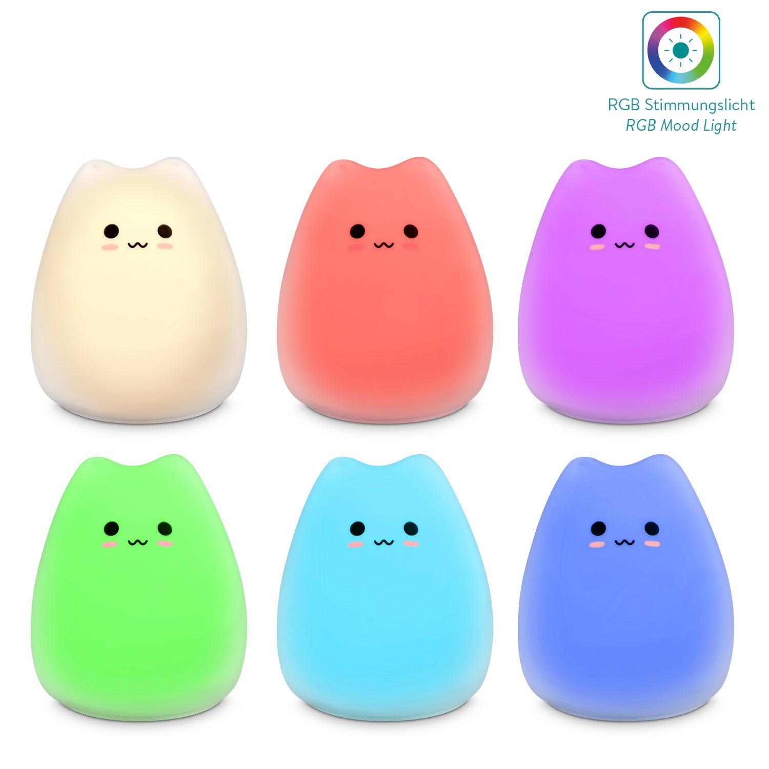 Navaris LED Cat Night Light RGB - Παιδικό Νυχτερινό Φως με Αλλαγή Χρωμάτων - White - 46060.01