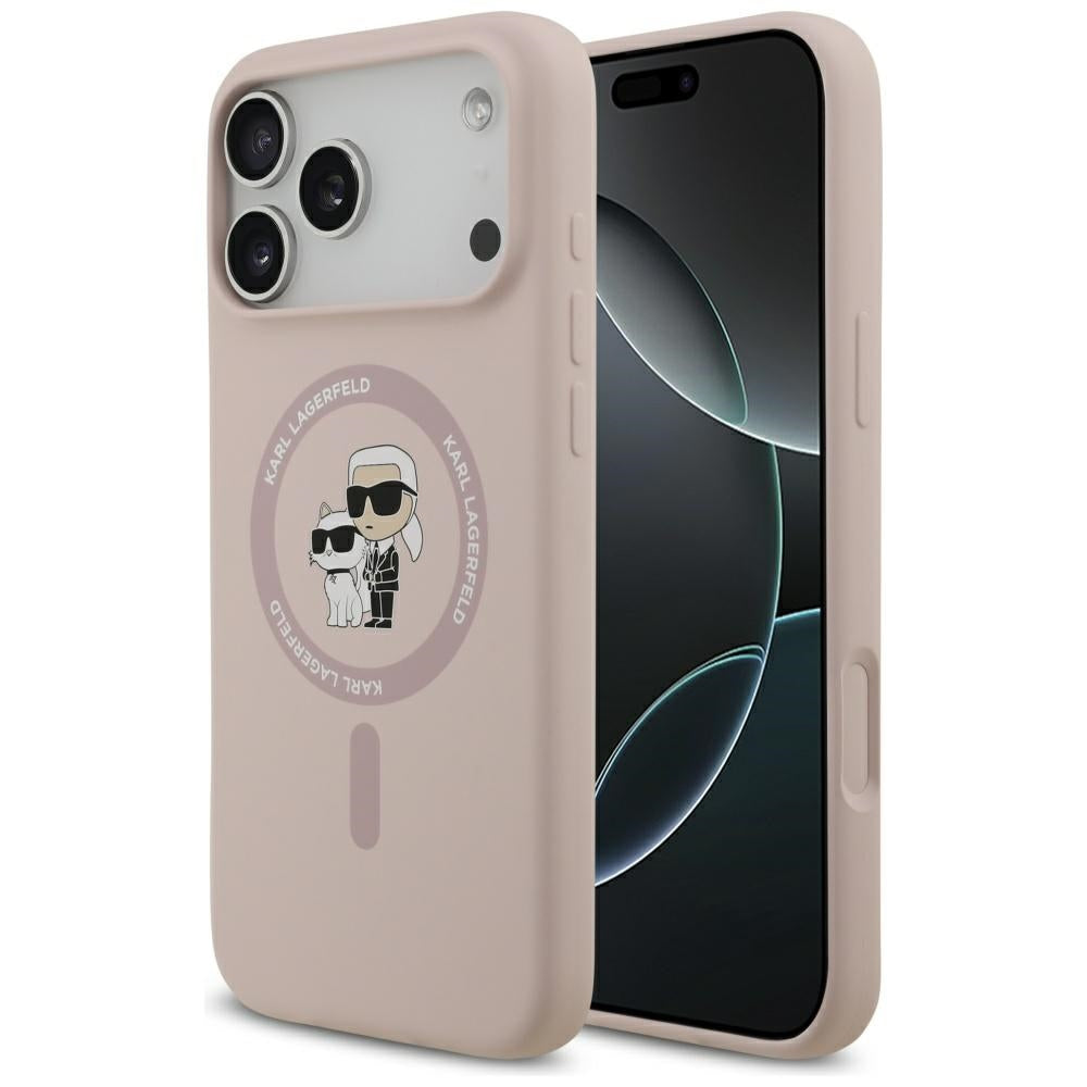 Karl Lagerfeld iPhone 17 Pro Max - Silicone Karl and Choupette Ring MagSafe Θήκη Σιλικόνης - Pink - KLHMP17XSCMKCRHP