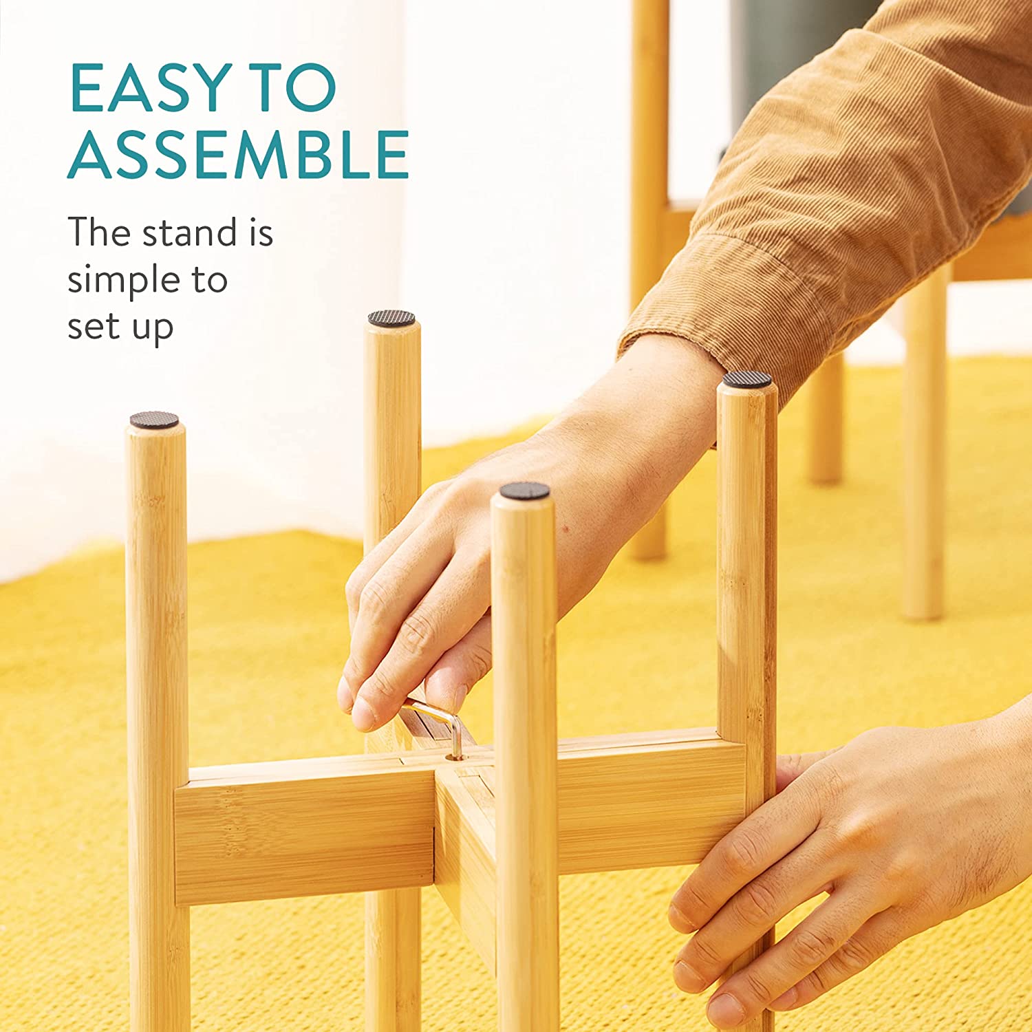 Navaris Σετ με 2 Ρυθμιζόμενες Βάσεις από Μπαμπού για Κασπό - Natural - 57356.01