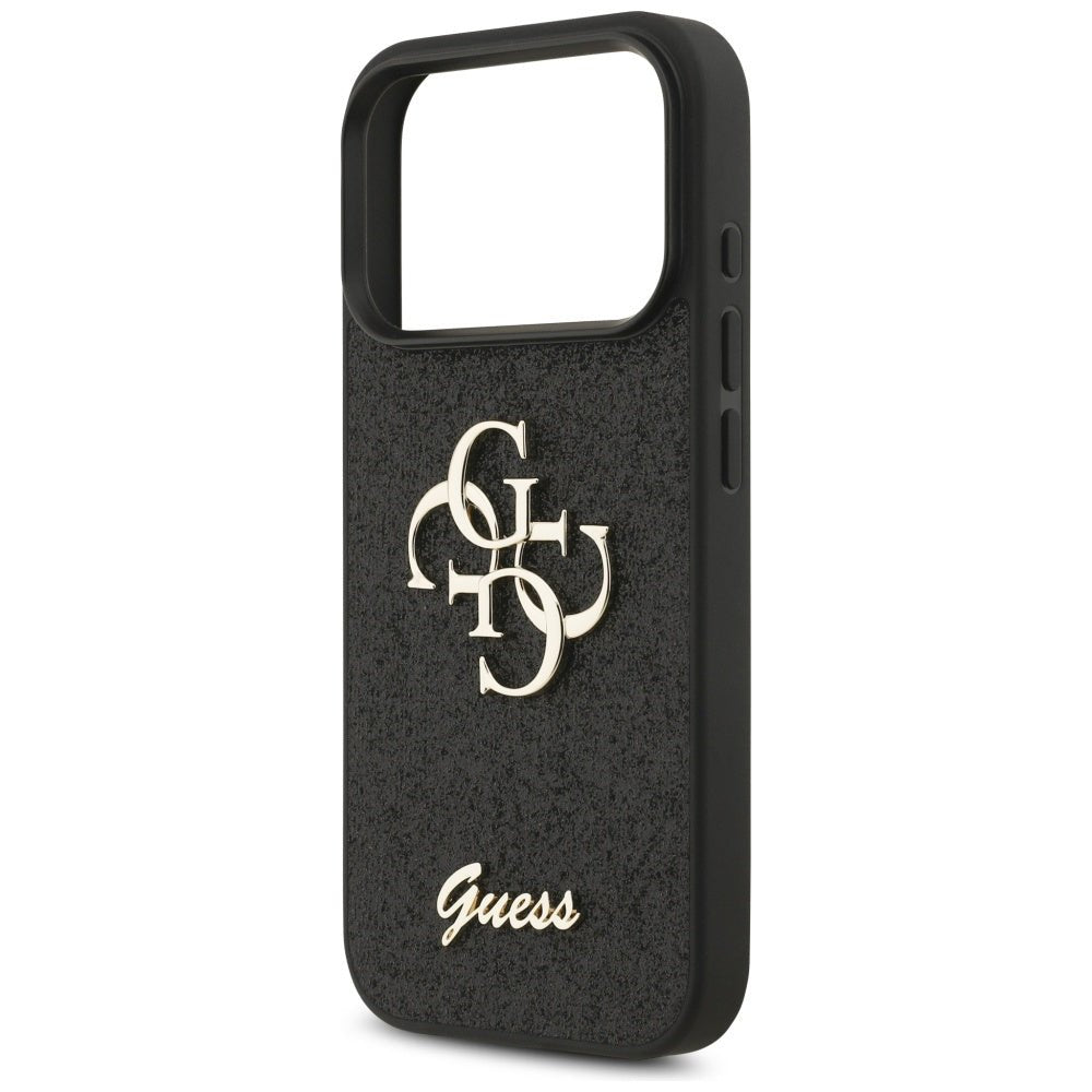 Guess iPhone 17 Pro - Fixed Glitter Big 4G - Σκληρή Θήκη με Πλαίσιο Σιλικόνης - Black - GUHCP17LHG4SGK