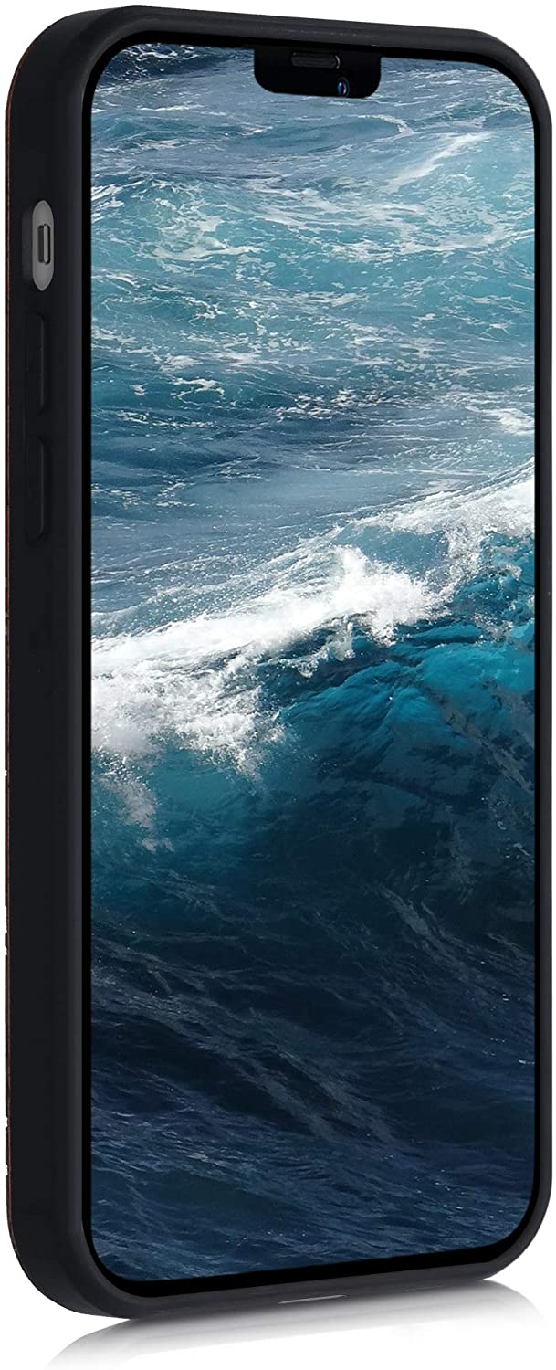 KW iPhone 12 Pro Θήκη από Φυσικό Ξύλο Design Travel Outline - Dark Brown - 52734.02