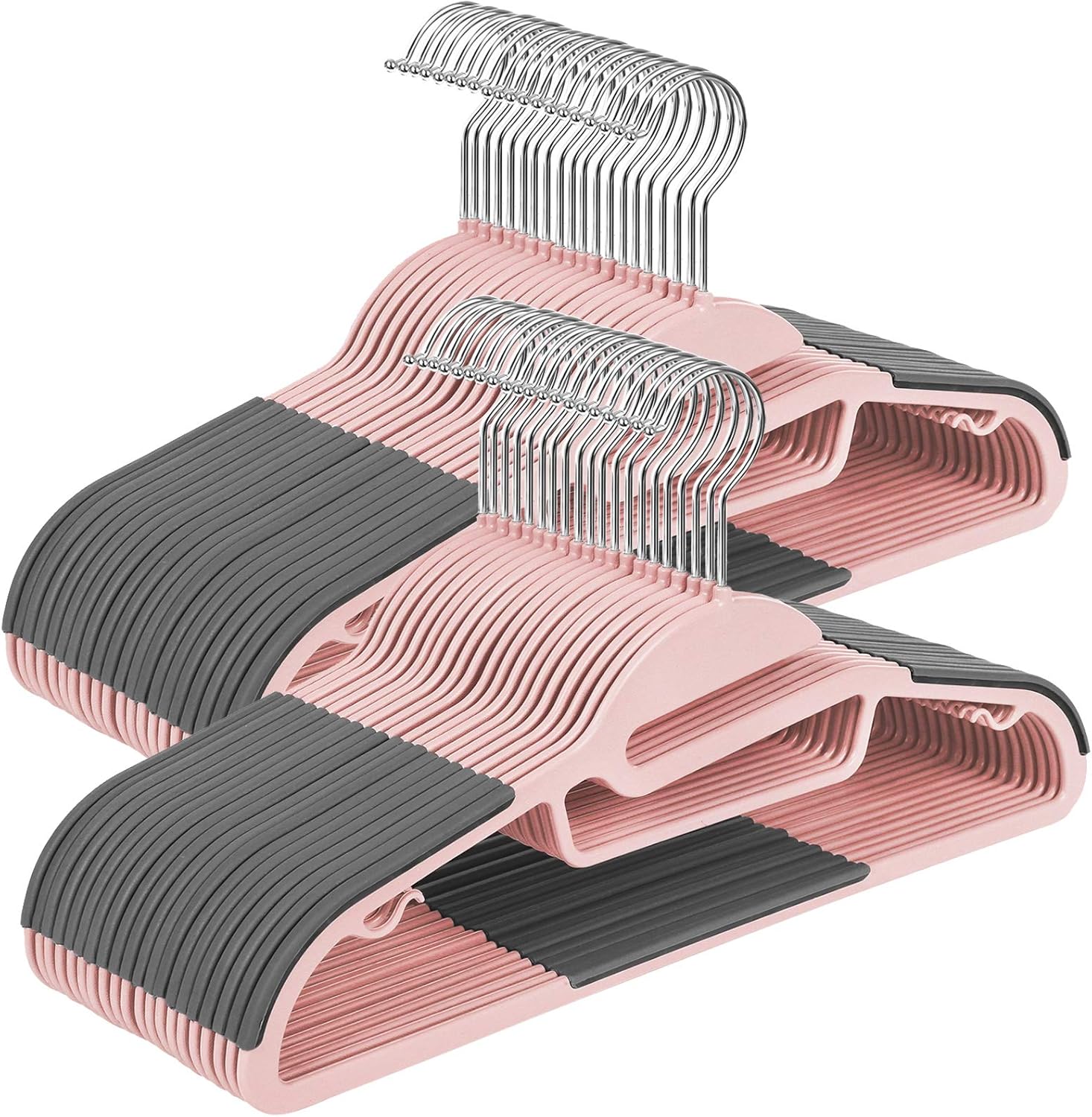 Songmics Σετ με 50 Πλαστικές Κρεμάστρες Ρούχων - Pink / Dark Grey - CRP041P02