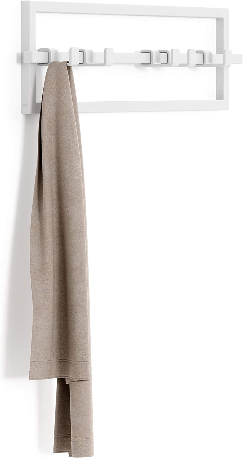 Umbra Cubiko Επιτοίχια Μεταλλική Κρεμάστρα με 5 Μετακινούμενους Γάντζους - White