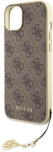 Guess iPhone 15 Plus - 4G Charms Collection Θήκη με Επένδυση Συνθετικού Δέρματος - Brown - GUHCP15MGF4GBR