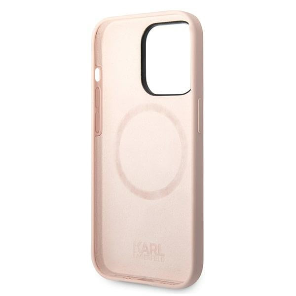 Karl Lagerfeld iPhone 14 Pro Silicone Karl's Head MagSafe Θήκη Σιλικόνης με MagSafe - Light Pink - KLHMP14LSLKHLP