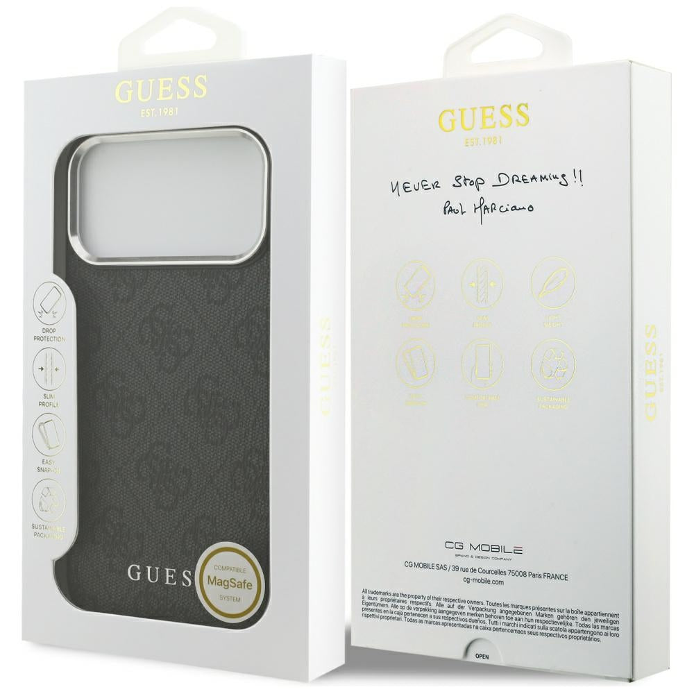 Guess iPhone 17 Pro Max - 4G Classic Logo MagSafe - Σκληρή Θήκη με Πλαίσιο Σιλικόνης και Επένδυση Οικολογικού Δέρματος - Black - GUHMP17XP4GSSMCK