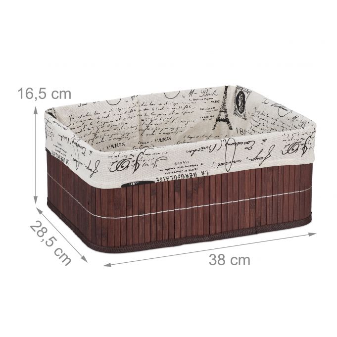 Relaxdays Καλάθι Αποθήκευσης από Bamboo - Brown / Creme / Black - 4052025901233