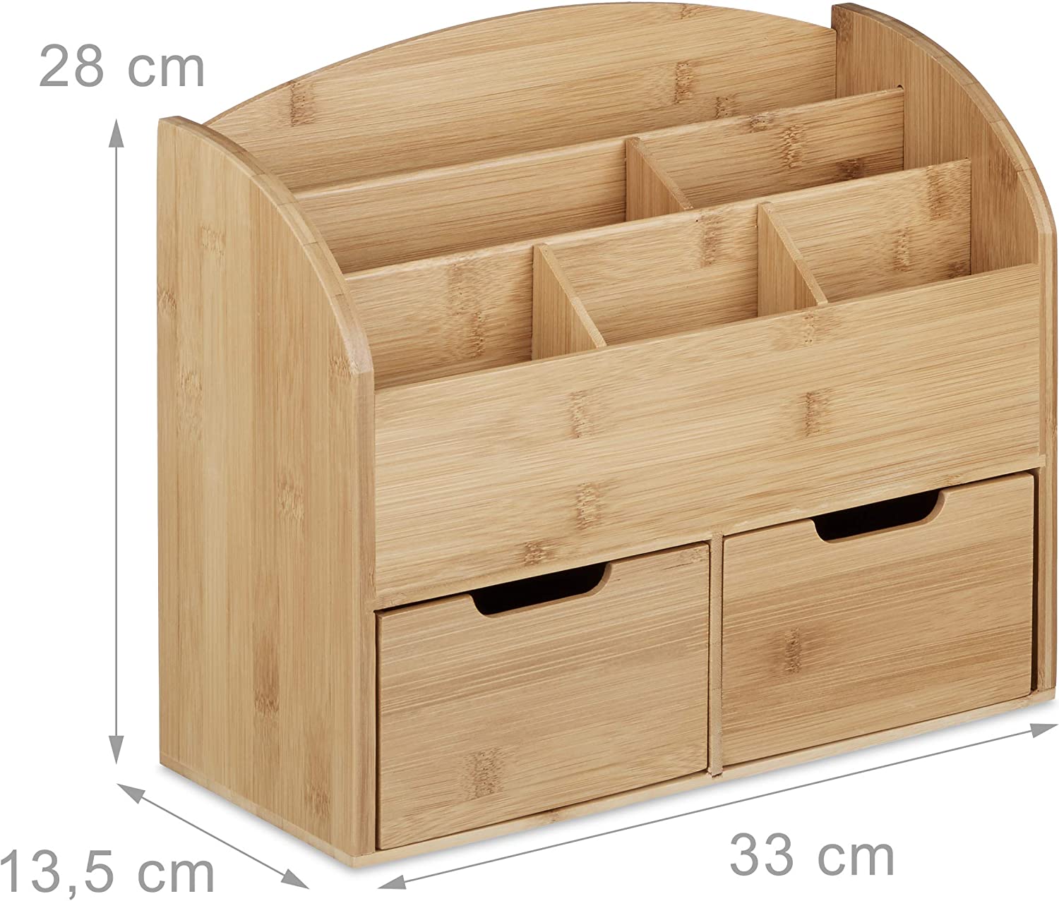 Relaxdays Ξύλινη Βάση Οργάνωσης Γραφείου με 6 Διαμερίσματα και 2 Συρτάρια από Bamboo - Natural - 4052025203368