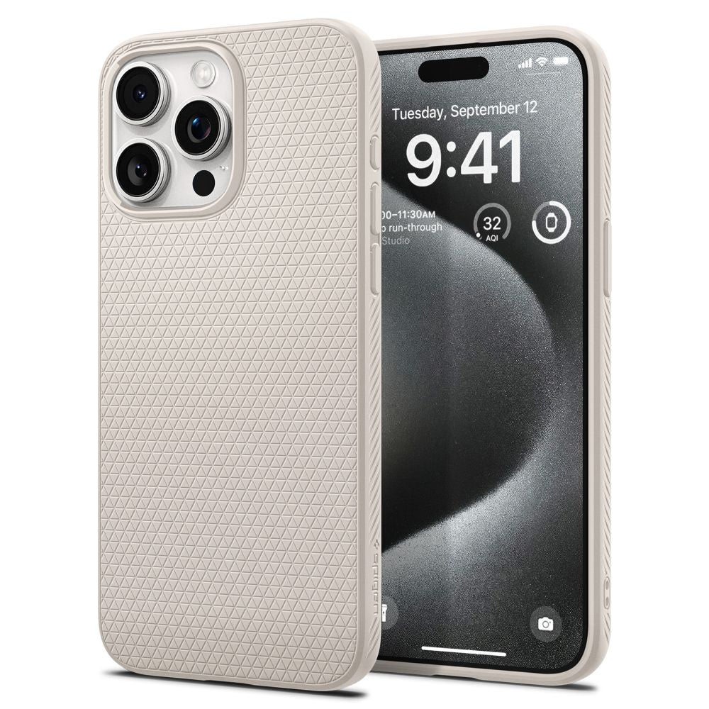 Spigen iPhone 15 Pro Liquid Air Θήκη Σιλικόνης - Natural Titanium