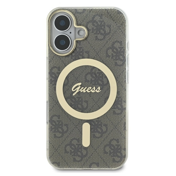 Guess iPhone 16 Plus - IML 4G MagSafe - Σκληρή Θήκη με Πλαίσιο Σιλικόνης - Brown - GUHMP16MH4STW