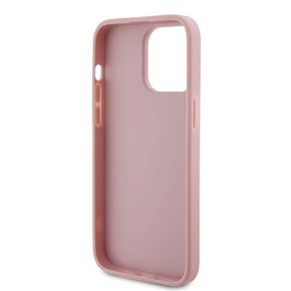 Guess iPhone 15 Pro Max Glitter Script Big 4G Σκληρή Θήκη με Πλαίσιο Σιλικόνης - Pink - GUHCP15XHG4SGP