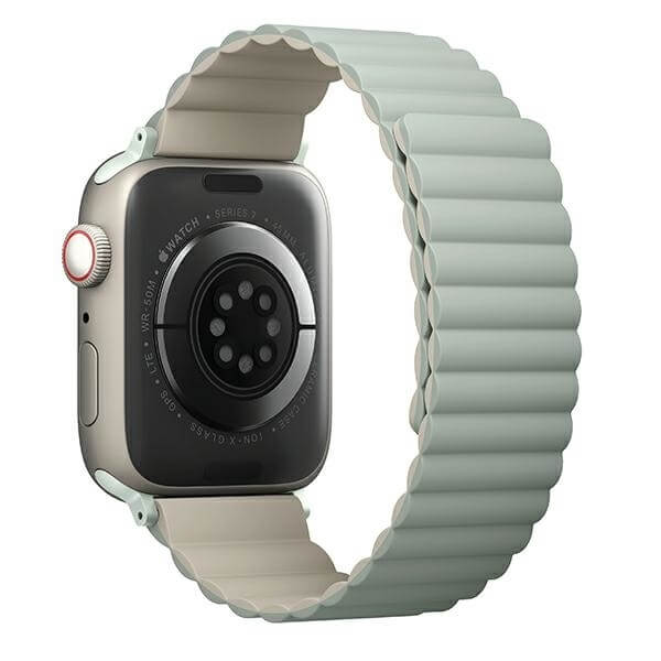 Uniq Λουράκι Apple Watch 2 / 3 / 4 / 5 / 6 / 7 / 8 / 9 / SE - 38 / 40 / 41 mm Revix Μαγνητικό Σιλικόνης Διπλής Όψης - Green / Beige