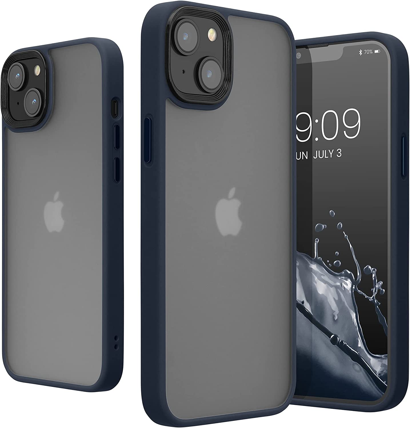 KW iPhone 14 Σκληρή Θήκη με Πλαίσιο Σιλικόνης - Dark Blue / Matte Διάφανη - 59089.17