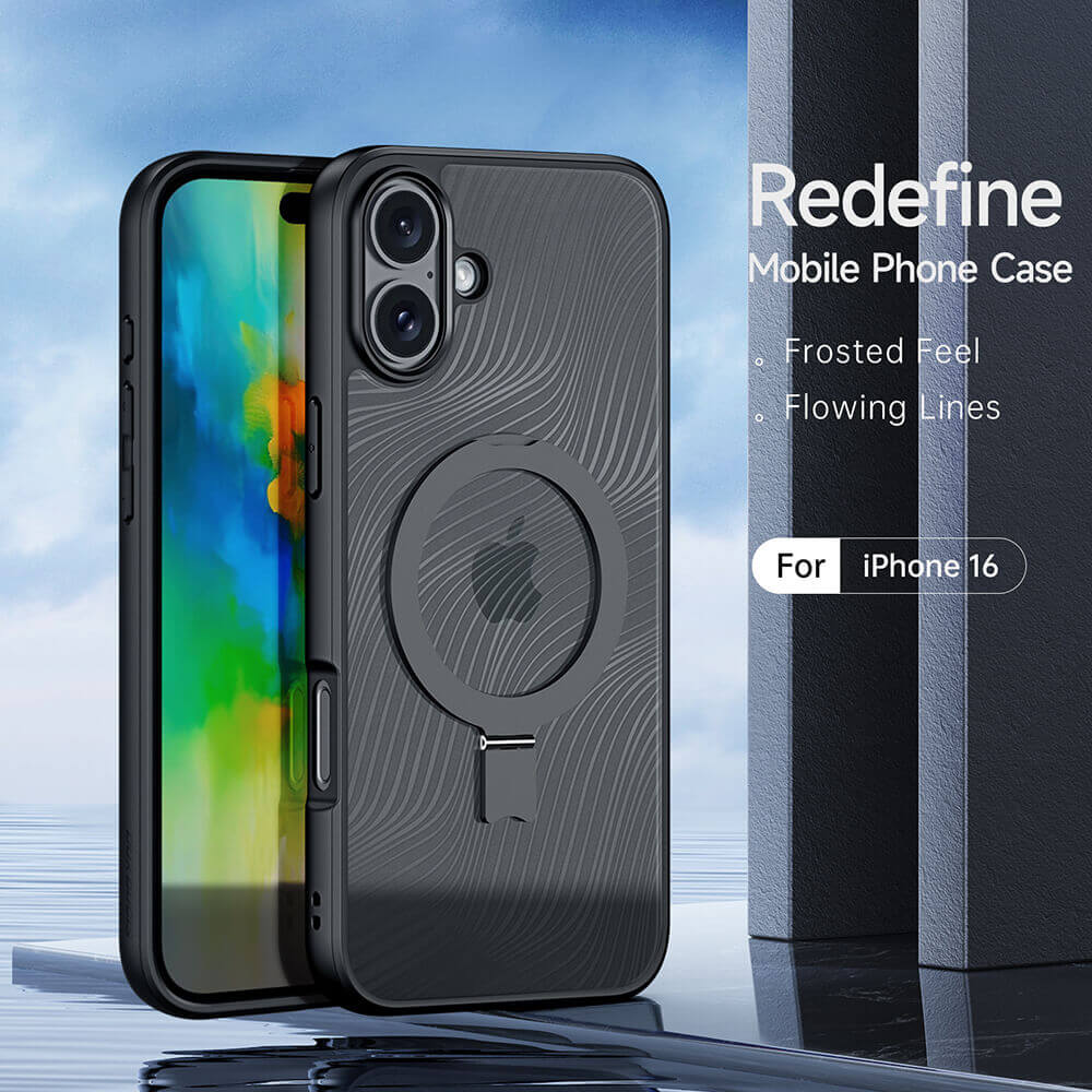 Dux Ducis iPhone 16 Aimo Series MagSafe Magnetic Stand Σκληρή Θήκη με Πλαίσιο Σιλικόνης και MagSafe - Black