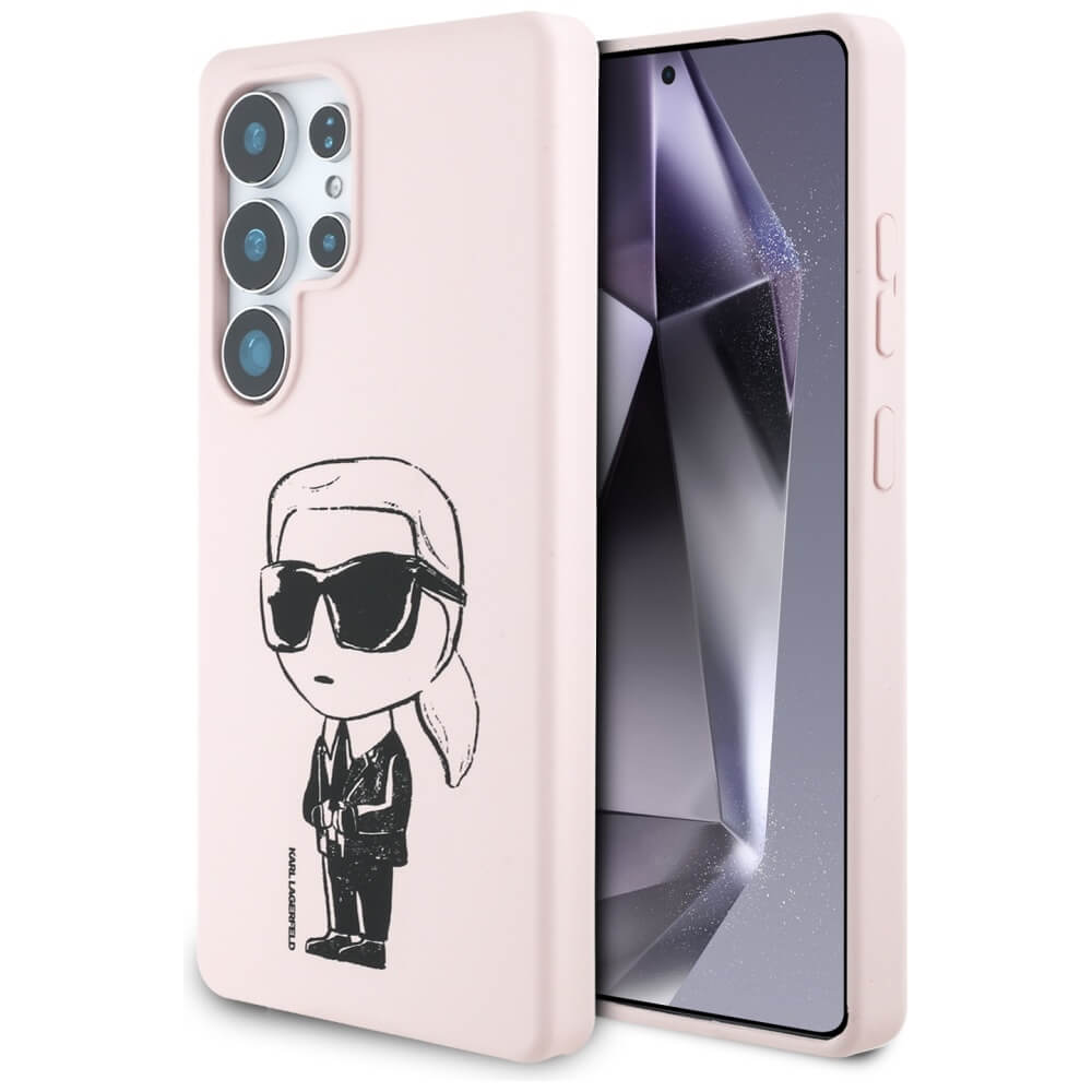 Karl Lagerfeld Samsung Galaxy S25 Ultra - Silicone Graffiti Ikonik Printed Logo - Σκληρή Θήκη Σιλικόνης με MagSafe - Pink - KLHMS25LPNYKGRTP