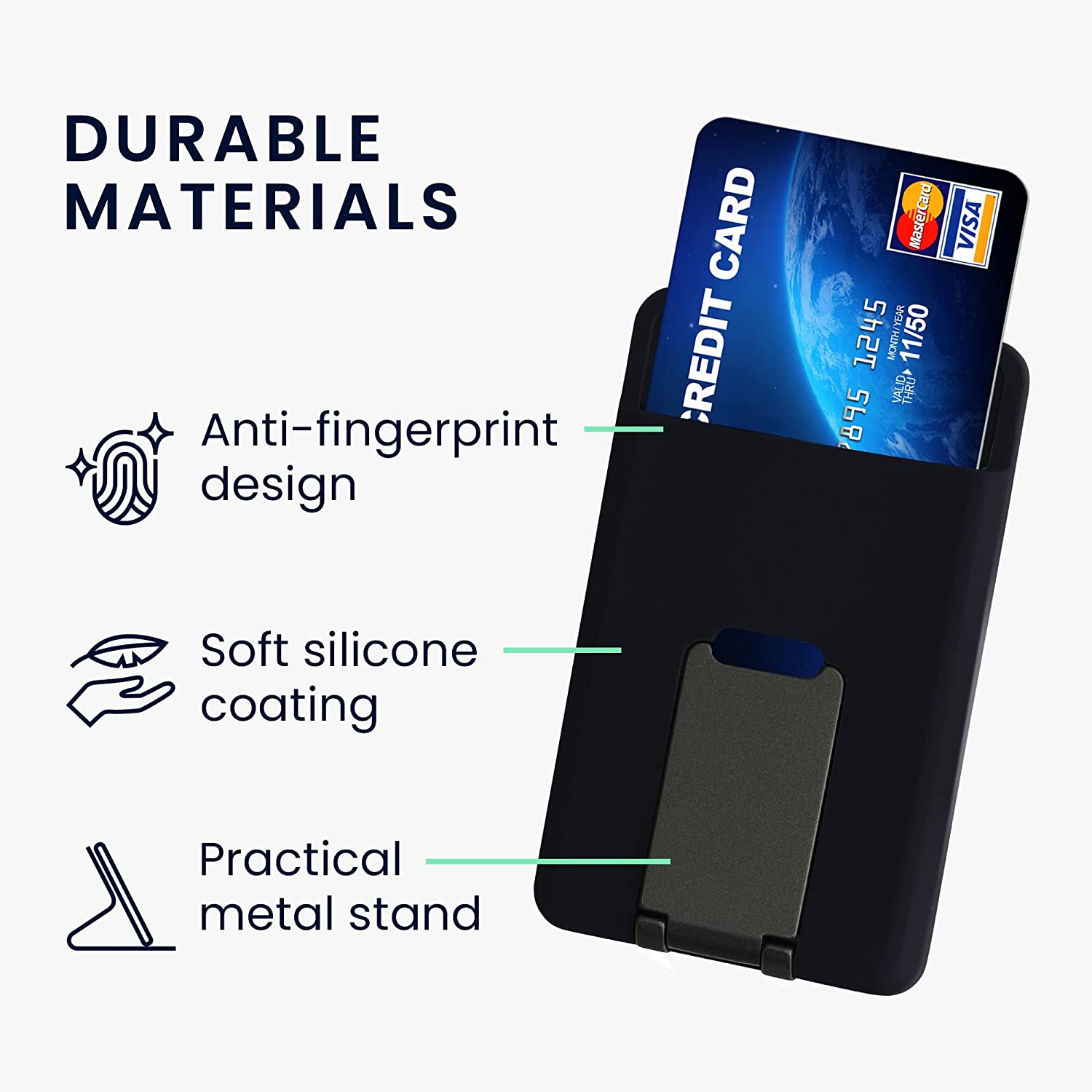 KW iPhone Μαγνητική Θήκη από Σιλικόνη για Πιστωτικές Κάρτες με Stand - Black - 58791.01