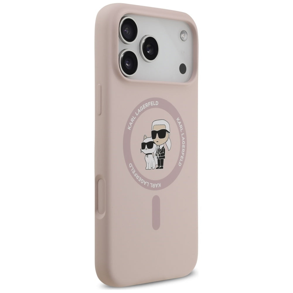 Karl Lagerfeld iPhone 17 Pro Max - Silicone Karl and Choupette Ring MagSafe Θήκη Σιλικόνης - Pink - KLHMP17XSCMKCRHP