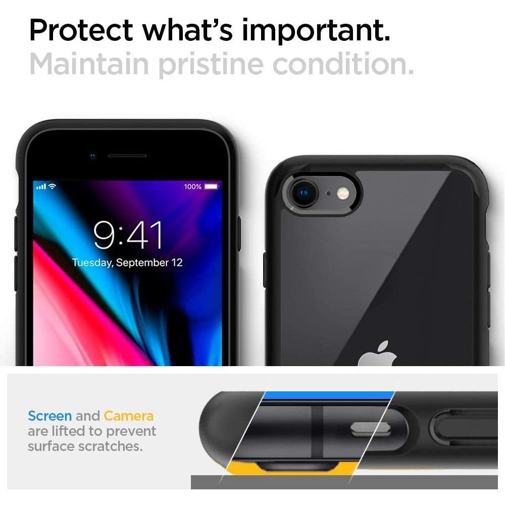 Spigen iPhone SE 2022 / SE 2020 / 7 / 8 Ultra Hybrid Σκληρή Θήκη με Πλαίσιο Σιλικόνης - Black