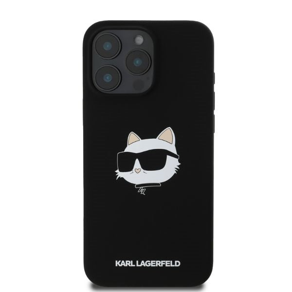Karl Lagerfeld iPhone 16 Pro - Silicone Choupette Head Print - MagSafe Θήκη Σιλικόνης - Black - KLHMP16LSCHPPLK