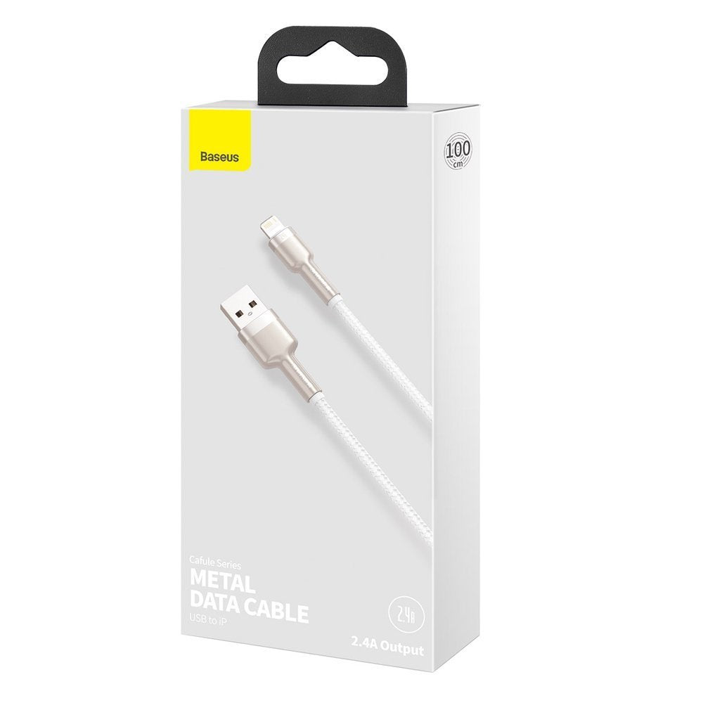 Baseus Cafule Metal Cable Lightning 2.4A - Καλώδιο Δεδομένων και Φόρτισης Lightning 1M - White - CALJK-A02
