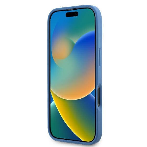 Guess iPhone 16 Pro Max - Leather 4G Triangle Strass - Θήκη με Επένδυση Συνθετικού Δέρματος - Blue - GUHCP16XP4TDPB