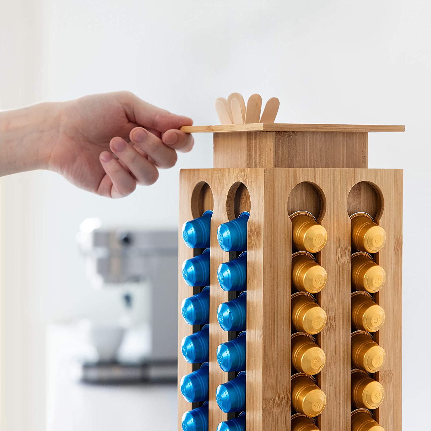 Navaris Βάση για 80 Κάψουλες Nespresso από Μπαμπού - Brown - 52544.01