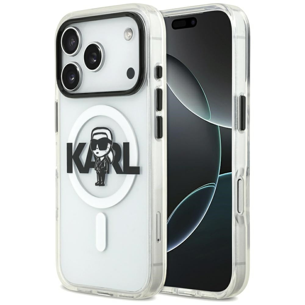 Karl Lagerfeld iPhone 17 Pro - IML Karl Sketch Logo MagSafe - Σκληρή Θήκη με Πλαίσιο Σιλικόνης - Clear - KLHMP17LHGKIGKBT