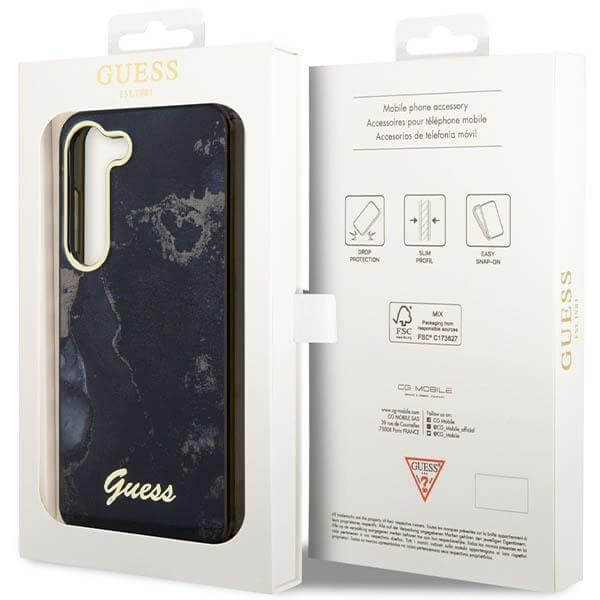 Guess Samsung Galaxy S23 Plus Golden Marble Collection Σκληρή Θήκη με Πλαίσιο Σιλικόνης - Black - GUHCS23MHTMRSK