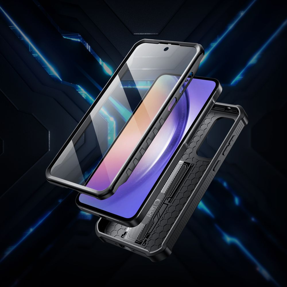 Tech - Protect Samsung Galaxy A55 5G Kevlar Cam+ Θήκη 360 Full Body με Προστασία για την Οθόνη και την Κάμερα και Stand - Black