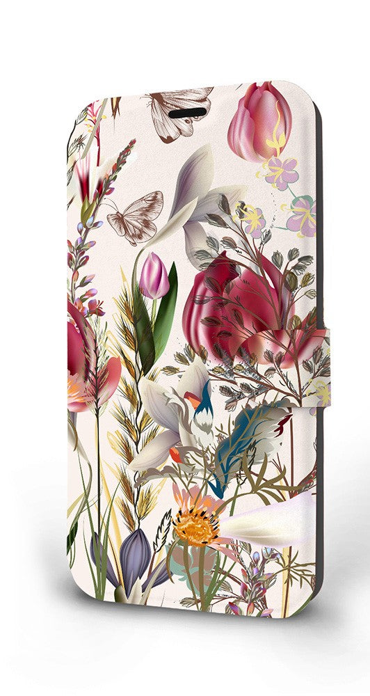 Mobiwear iPhone 14 Pro Θήκη Βιβλίο Slim Flip - Design Vintage Flowers - MP01S
