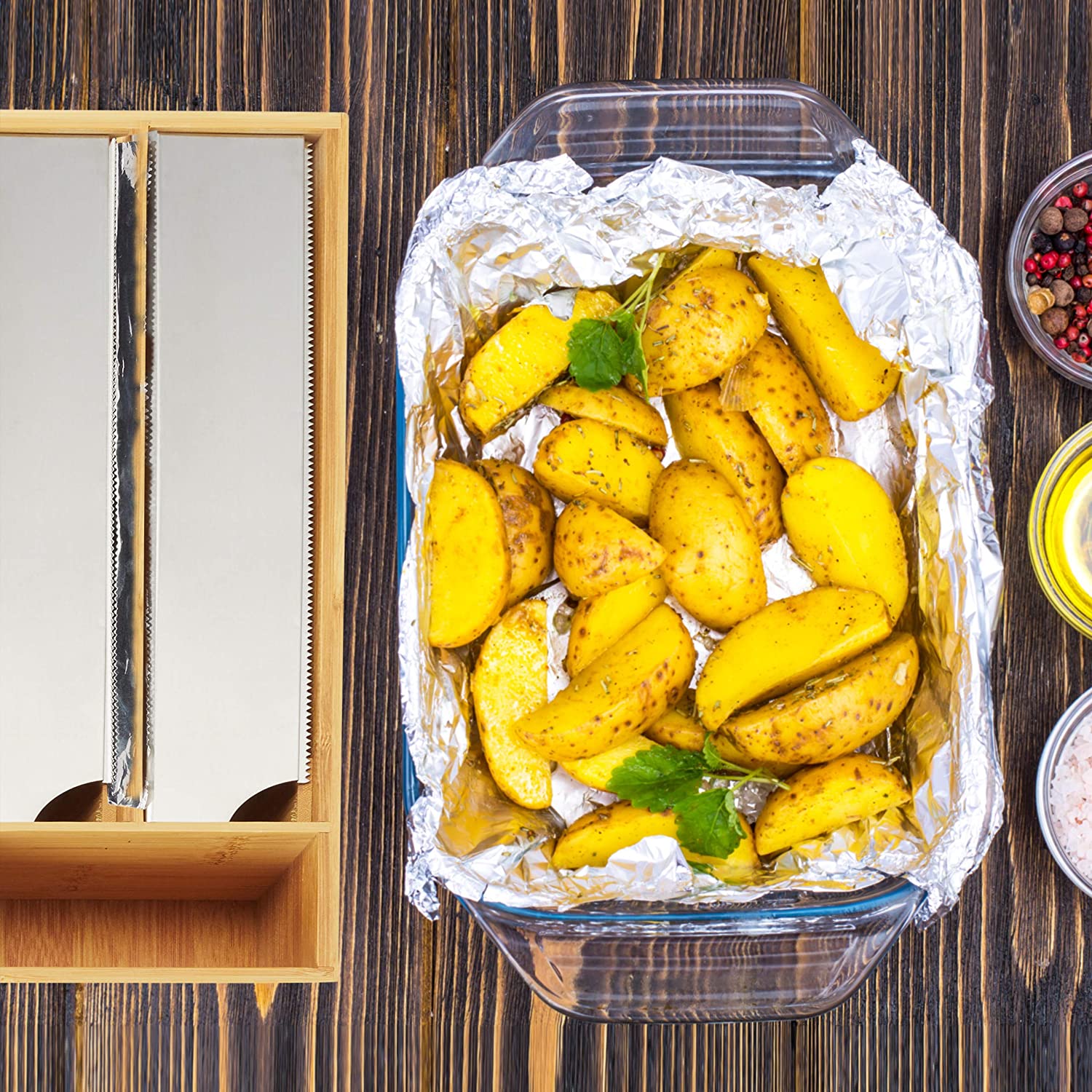 Relaxdays Διανομέας Αλουμινόχαρτου από Μπαμπού - Natural - 4052025274900