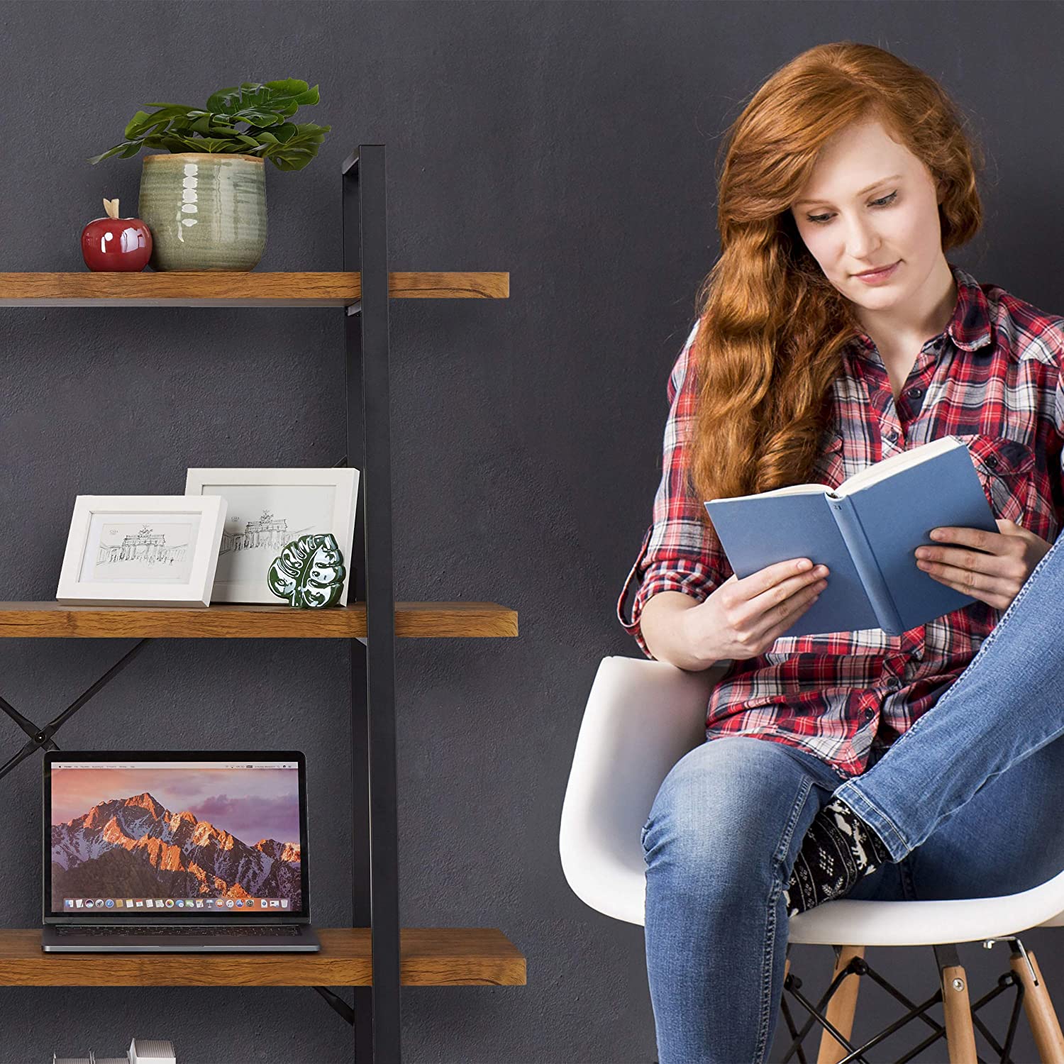 Relaxdays Διακοσμητικό Ράφι με 4 Διαμερίσματα - 105 x 33,5 x 140 cm - Natural - 4052025354176